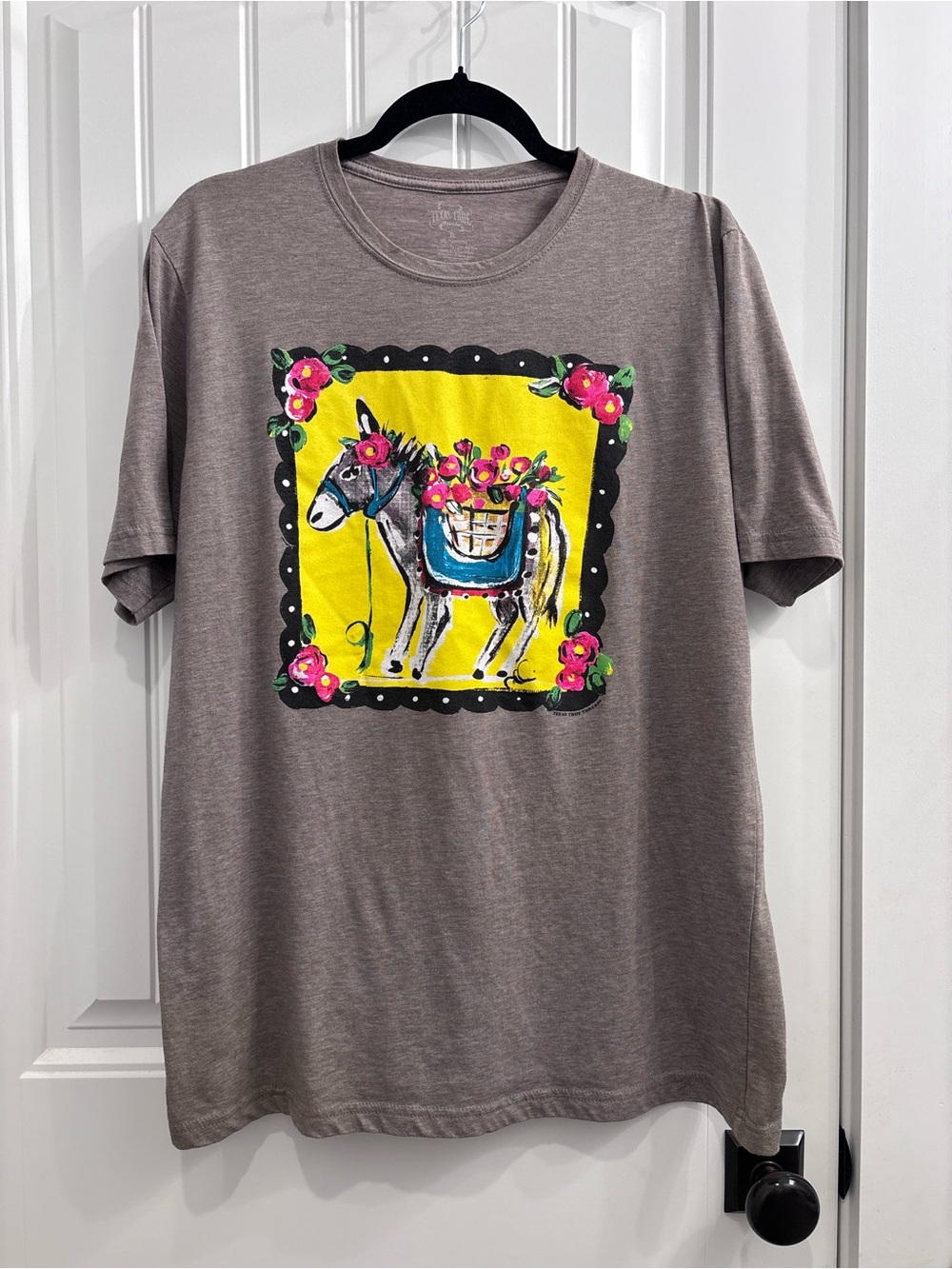 Gray Texas True Threads Tee with Yellow Donkey Print